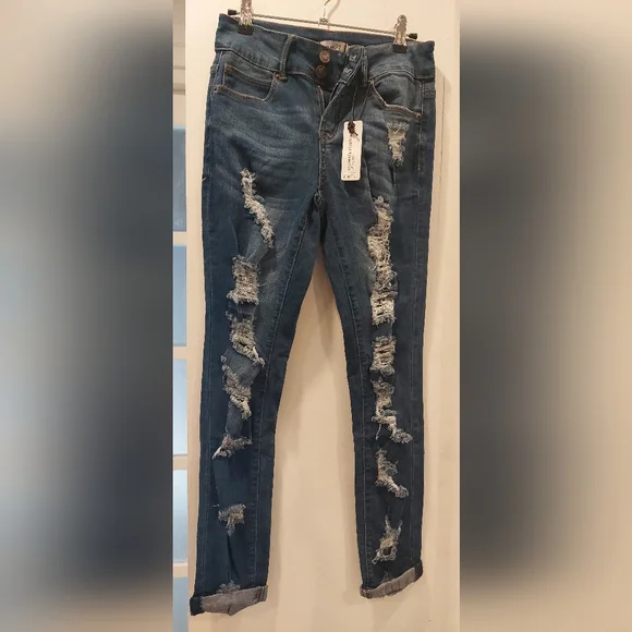 Rue21 Blue Distressed Skinny Jeans - Picture 2 of 7